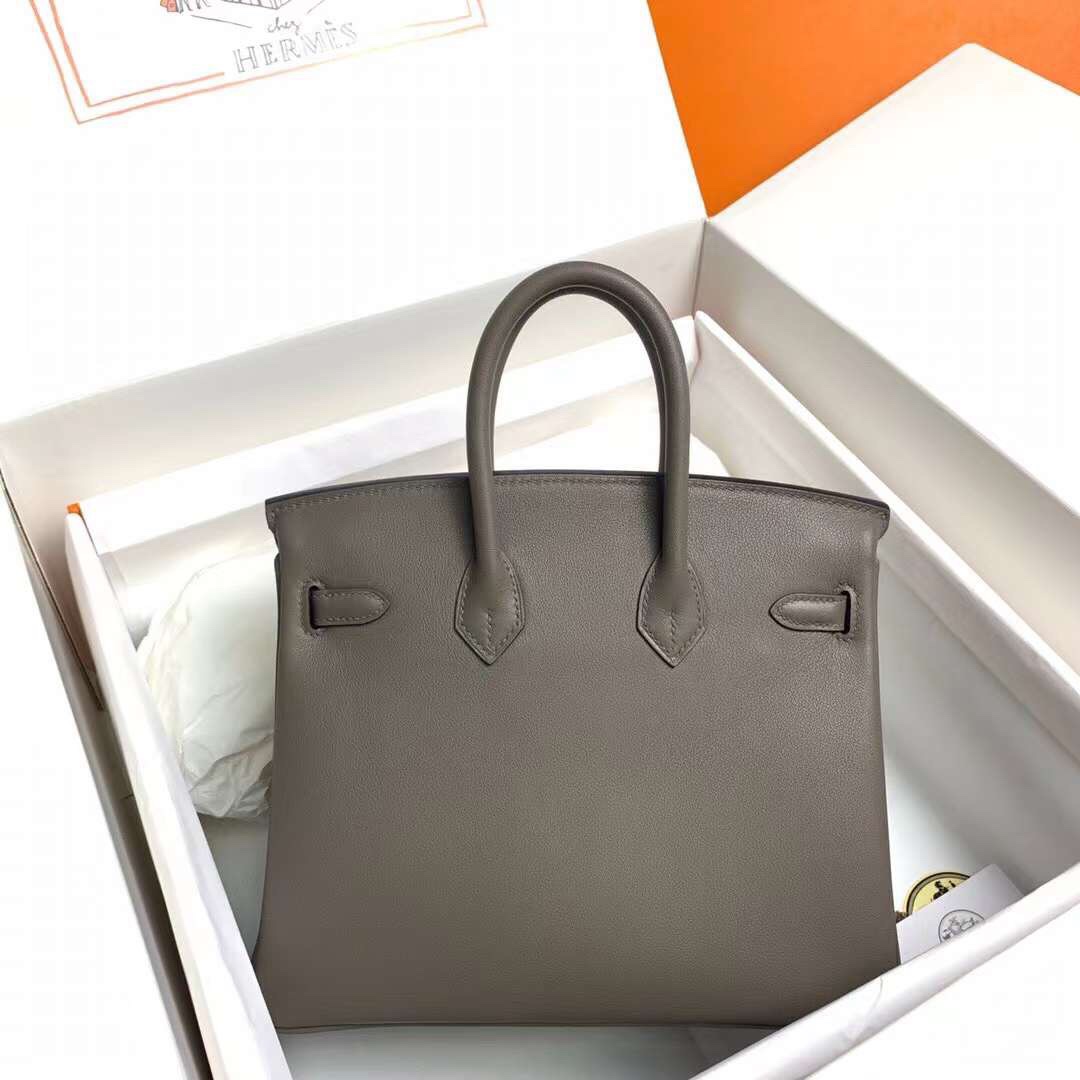 Hermes Birkin 25CM Swift Leather Handbag Dark Grey 